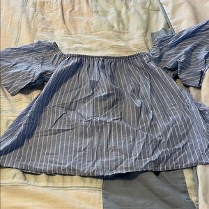 Express Blue and White Striped Blouse